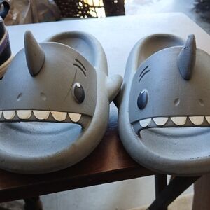 Gray Shark Slippers